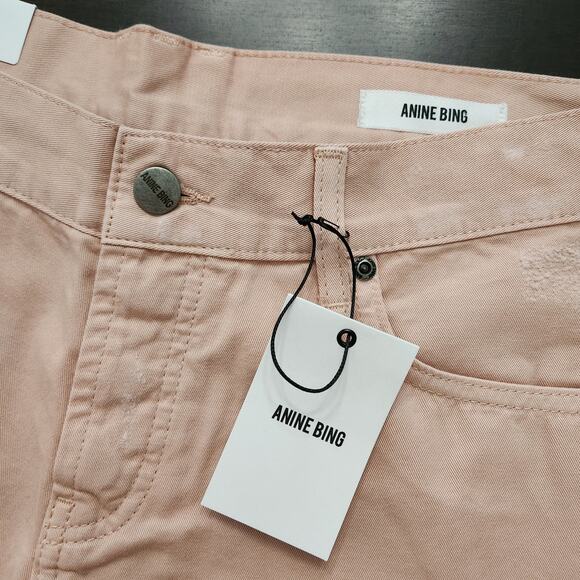 NWT Anine Bing Pink Denim Shorts Size Medium - Picture 2 of 9